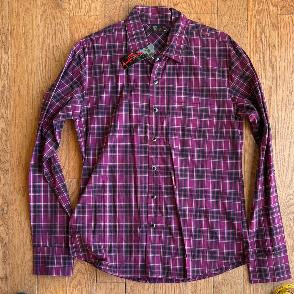 Rock Steady Men's Purple Plaid Shirt